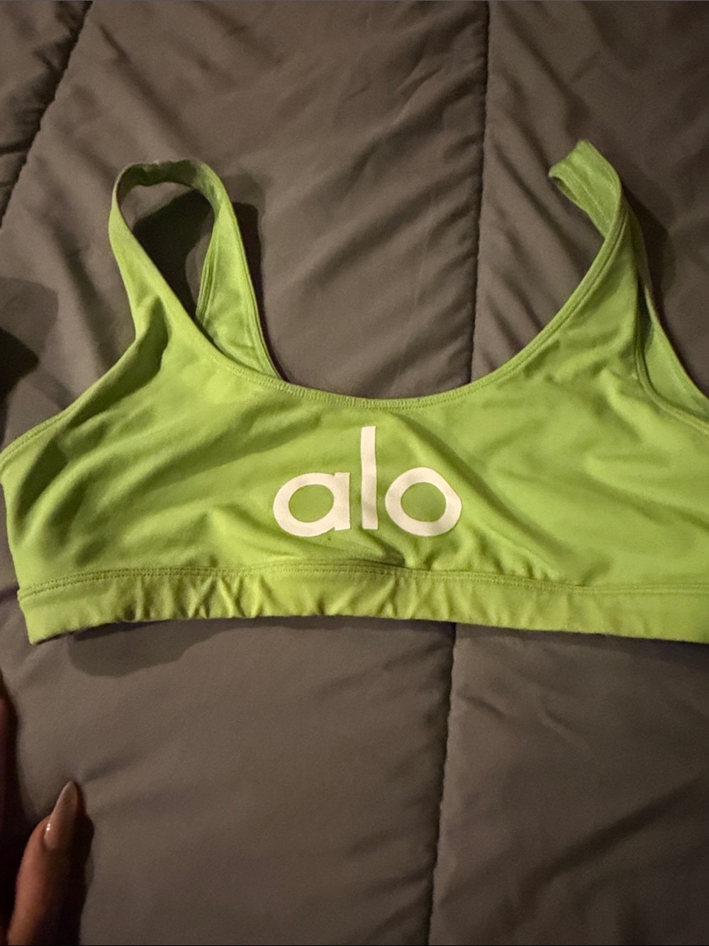 ALO Yoga Lime Green Sports Bra with Logo